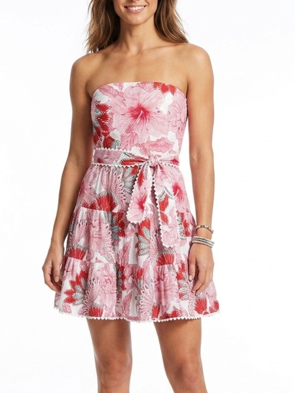 NWT Poupette St Barth Bandeau Dress Christine Pink Padang Sz L